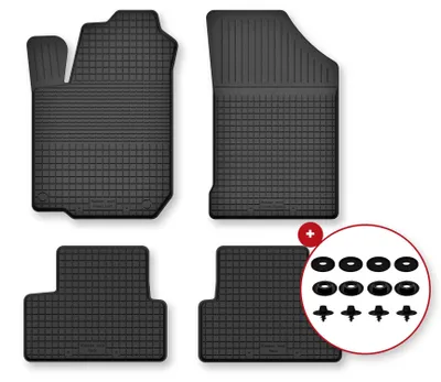Image de Tapis de sol en caoutchouc pour Kia Picanto II JE 2011-2017 (hayon) – 4 pièces, noirs, semi-universel, adapté
