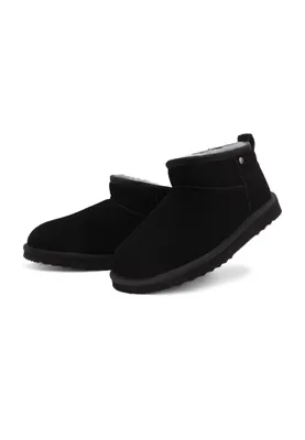 Produktbild von Herren Warm Gefütterte Winter Boots Stiefeletten Bequeme Lammfell-Stiefe Schwarz Größe 45