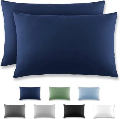 Productafbeelding van Famanu kussenhoezen, set van 2 - 50 x 70 cm - microvezel met ritsluiting - donkerblauw