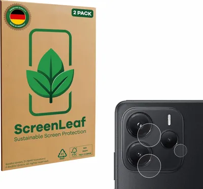 Produktbild von 2x ScreenLeaf Schutzfolie für Xiaomi Redmi Note 14 4G (NUR Kameraschutz) nachhaltiger Displayschutz Display Schutz Folie Klar Transparent