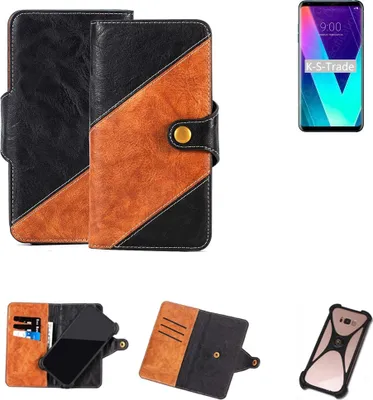 Produktbild von K-S-Trade Handyhülle Schutzhülle Bookstyle Case Wallet-Case kompatibel mit LG Electronics V30S ThniQ Handy Cover Bumper Klapphülle schwarz