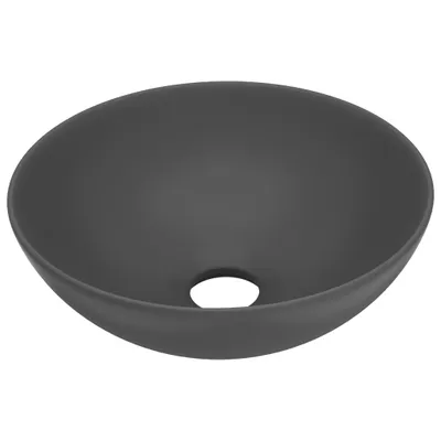 Zdjęcie produktu dla vidaXL Umywalka ceramiczna okrągła ciemnoszara