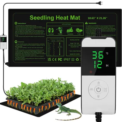 Produktbild von Heizmatte Pflanzenheizmatte Keimmatte - 30 W - 54 x 27 cm - Thermostat 5-45 °C - Timer 0-48 Stunden