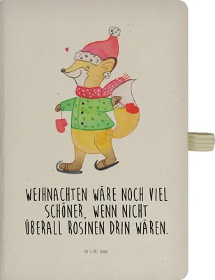 Produktbild von Mr. & Mrs. Panda Journal Fuchs  Schlittschuhe - Transparent - Geschenk, Weihnachten, Weihnachtsbaum, Skizzenbuch, Heiligabend, Kladde, Weihnachtsmann, notizbuch, Winter