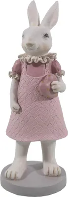Zdjęcie produktu dla Clayre & Eef Figurka Królik 9x8x20 cm Biały Różowy Polyresin
