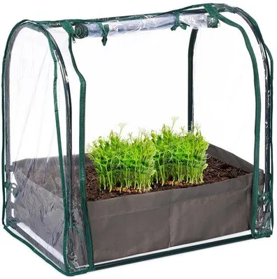 Productafbeelding van Kas met folie en stalen frame - 70x68x50 cm, met deur met rits, groen/transparant