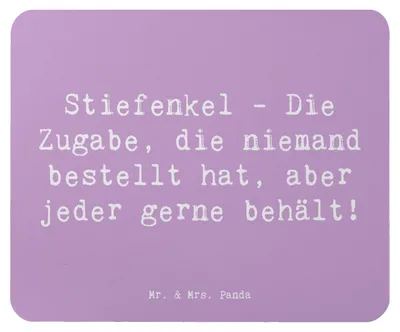 Produktbild von Mr. & Mrs. Panda Mauspad Spruch Stiefenkel Freude - Lavendeltraum - Geschenk, Jubiläen, pc, laptop, Patchworkfamilie, Lächeln, mousepad, Überraschung, Großeltern