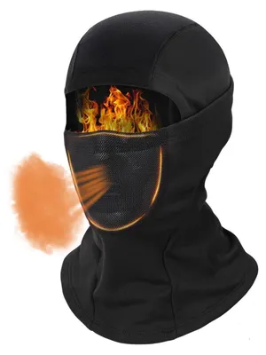 Productafbeelding van Wintermuts, balaclava, winddicht, skimasker, voor heren en dames, ademend, met fleecevoering, zwart