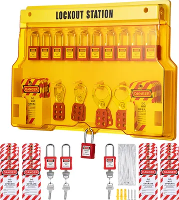 Zdjęcie produktu dla SucceBuy 58-częściowy zestaw lockout tagout, narzędzia LOTO dla bezpieczeństwa elektrycznego, kłódki, haspy, znaczniki, opaski kablowe, bezpieczeństwo dla przemysłu i maszyn