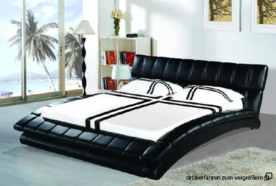 Produktbild von Wasserbett Bett Betten Komplett Lederbett Polsterbett mit Matratze  Neu MAURICE