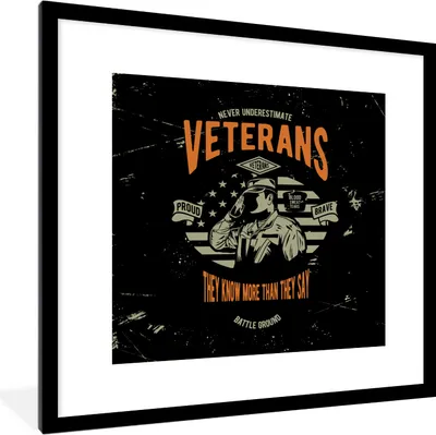 Produktbild von MuchoWow® MuchoWow® Gerahmtes Poster Armee - Amerika - Jahrgang 40x40 cm - Poster mit zchwarzem Bilderrahmen - Poster - Plakat im Rahmen