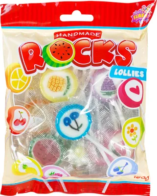 Obrázek produktu pro Rocks Lollies 150 g jednotlivě balené motivy s ovocnou příchutí