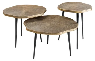Productafbeelding van Set van 3 gouden en zwarte NERA nesttafels - chic hedendaags design