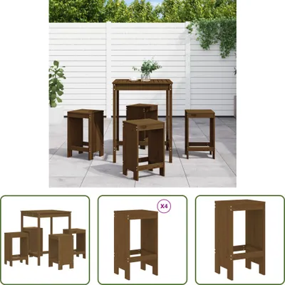 Produktbild von The Living Store 5-tlg. Gartenbar-Set Honigbraun Massivholz Kiefer