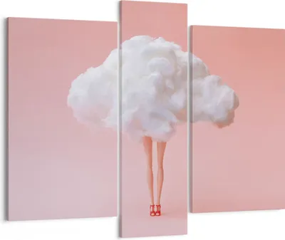 Produktbild von Bild auf Leinwand - Leinwandbild - 3 Teile - Wolke Beine Surrealismus - 95x80cm - Wand Bild - Wanddeko - Wandbilder - Leinwanddruck - Bilder - Wanddekoration - Leinwand bilder - CB95x80-4491