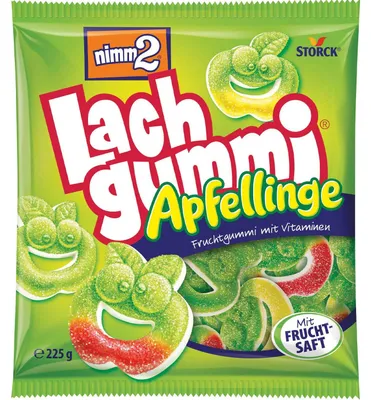 Produktbild von STORCK Nimm2 Lachgummi Apfellinge, Gummibärchen, 225 g, Apfel, Mehrfarbig, 77,8 g, 60,2 g