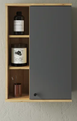Produktbild von Hängeschrank Torsby Badschrank in Eiche mit grau, 51 x 75 cm mit viel Stauraum