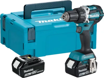 Produktbild von Makita DDF484RTJ Akku-Bohrschrauber 18V, inkl. 2x 5,0Ah Akku & Netzteil