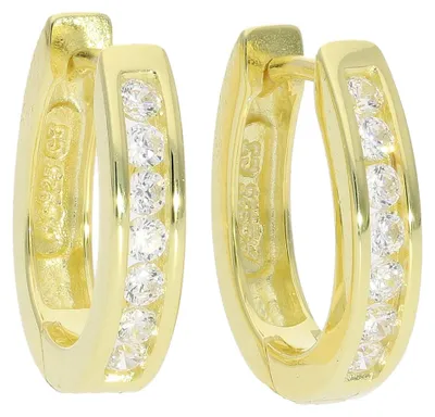 Produktbild von Creolen Silber 925 Gold plattiert Zirkonia JL10-06-0312 JuwelmaLux