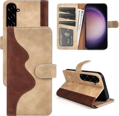 Image de Étui de protection design pour Samsung Galaxy S23 FE 5G, marron, en simili cuir