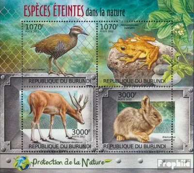 Produktbild von Briefmarken Burundi 2012 Mi 2585-2588 Kleinbogen (kompl.Ausg.) postfrisch Ausgestorbene Tiere