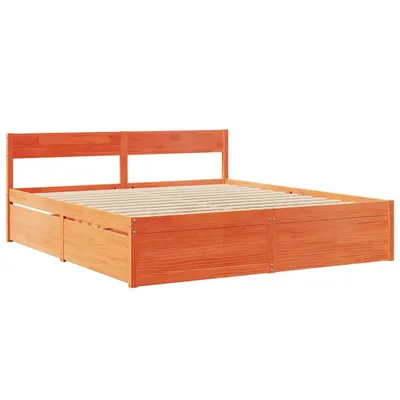 Image de Cadre de lit sans matelas cire marron 180x200cm bois pin massif