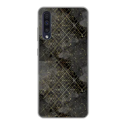 Produktbild von MuchoWow® Handyhülle Schutzhülle Hülle für Samsung Galaxy A30s Marmor - Schwarz - Gold - Geometrie Silikon Softcase Handy Hülle - Karteninhaber