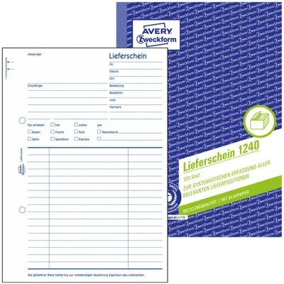Image de AVERY 1240 Zweckform Lieferschein Formularbuch