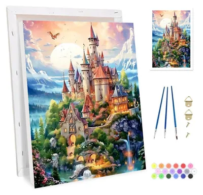 Produktbild von Malen nach Zahlen Set für Erwachsene mit Rahmen, Schloss, Leinwand Kit, 20x30cm