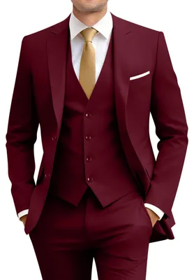 Produktbild von Amyox Herren Slim Fit 3 Teiliger Anzug Zwei Knöpfe Business Hochzeitskleid Tux A