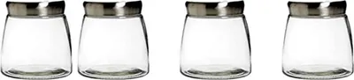 Produktbild von 4er Set Vorratsglas 0,85 Liter Glas mit Edelstahl-Deckel - mit Schraubverschluss