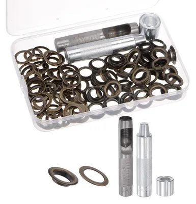Immagine prodotto di Set di 50 occhielli - Dimensioni: 14 mm x 22 mm - Kit di occhielli - Accessori per abbigliamento - Adatti per lavori in pelle - Sicuri e resistenti agli urti - Occhielli