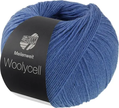 Produktbild von Lana Grossa Meilenweit 100 g WOOLYCELL 4-fach Sockengarn ohne Polyamidanteil 400 m Farbe 009 - Blau