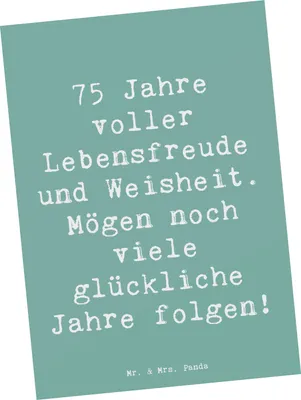 Produktbild von Mr. & Mrs. Panda Ansichtskarte Spruch 75. Geburtstag Lebensfreude - Meeresbrise - Geschenk, bildkarte, Ansichtskarten, positive Energie, Alter, Fotokarte, Postkarte