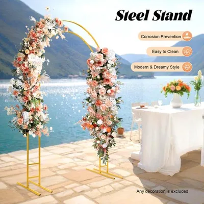 Image de Arche nuptiale - Or - 2,2 mètres de haut - Autoportante - Pour décoration de mariage et d'événements