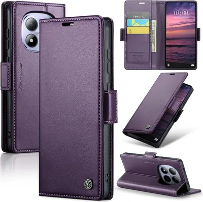 Produktbild von Lederhülle für Xiaomi Redmi Note 15 Pro 4G Brieftasche Kartenfach Schutzhülle mit Standfunktion Lila