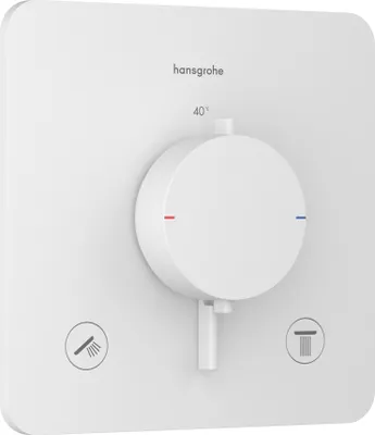 Image de robinet thermostatique encastré Hansgrohe Ecostat Comfort Q pour 2 points de puisage, finition blanc mat