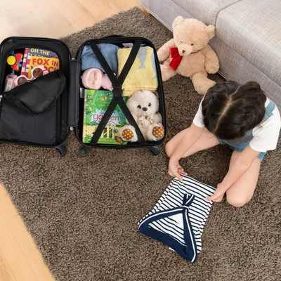 Produktbild von 2 tlg Kinderkoffer + Rucksack Kindertrolley aus Kunststoff Kinder Kofferset Weltraum-Dinosaurier
