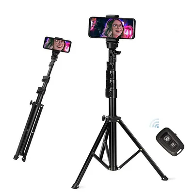 Produktbild von Handy Stativ Ständer 160cm, Stabil & Tragbar Handystativhalter mit Fernauslöser, Smartphone Stative mit All-in-One Halterung