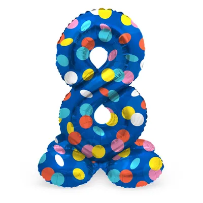 Produktbild von Stehender Zahl 8 Ballon Konfettiregen 72cm