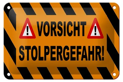 Produktbild von Blechschild Hinweis 18x12cm Vorsicht Stolpergefahr Ausrufezeichen Dekoration