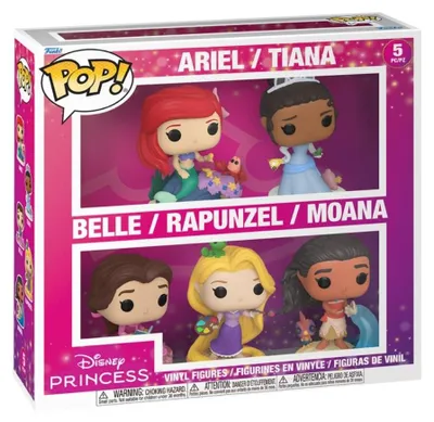Produktbild von Funko POP! Disney Prinzessinnen 5er-Pack Vinylfiguren Arielle, Tiana, Belle, Rapunzel und Vaiana