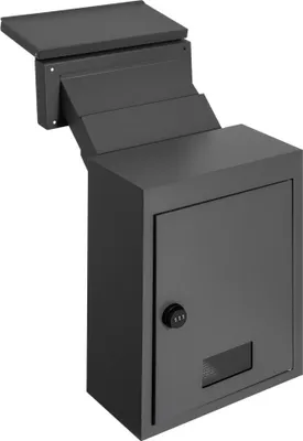 Produktbild von Durch-die-Wand-Briefkasten Schwarz - 31,8 x 16 x 42,3 cm - Briefkasten mit Codeschloss - Wandbriefkasten für sichere Postauflage