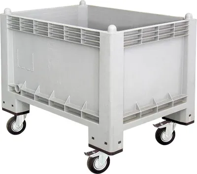 Produktbild von Volumenbox/Großbox mit 4 Lenkrollen. u. 2 Bremsen, Inh. 300 Liter, LxBxH 1000 x 700 x 790 mm, geschlossen, grau