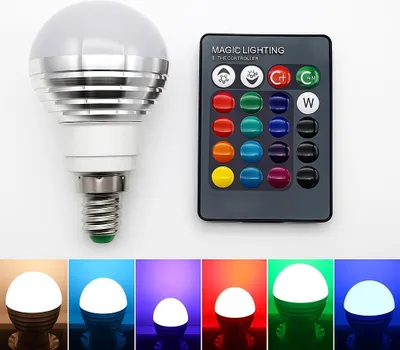 Zdjęcie produktu dla Żarówka LED E14 RGB z pilotem, 3W