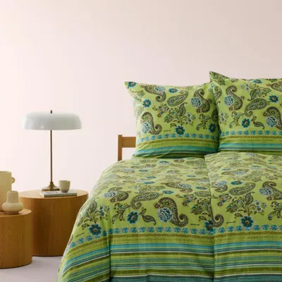 Produktbild von Bassetti Satin-Bettwäsche-Garnitur Rapallo Farbe LIMETTENGRÜN V1 Größe 135x200+80x80
