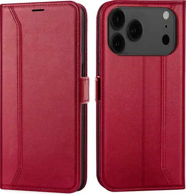 Produktbild von Handyhülle für iPhone 17 Pro Hülle Flip Case klappbare Tasche Schutzhülle, Rot