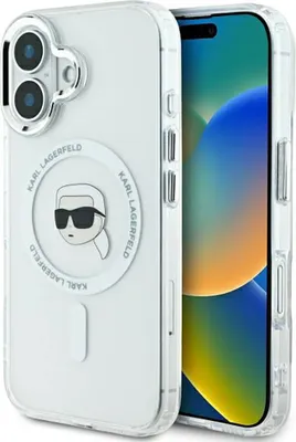 Immagine prodotto di Karl Lagerfeld Klhmp16Mhlskih Iphone16 Plus 6.7 Biały/Bianco Custodia rigida Iml Metallo Karl Head Magsafe