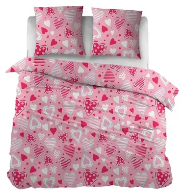 Productafbeelding van Duvet Cover met Hartjes in Roze en Wit