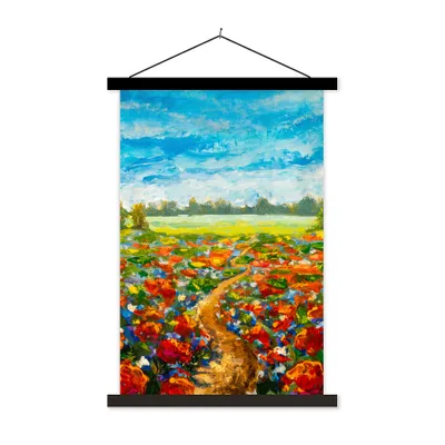 Produktbild von MuchoWow® Textilposter Malerei - Ölfarbe - Blumen - Natur 120x180 cm mit schwarzem Rahmen - Fotos